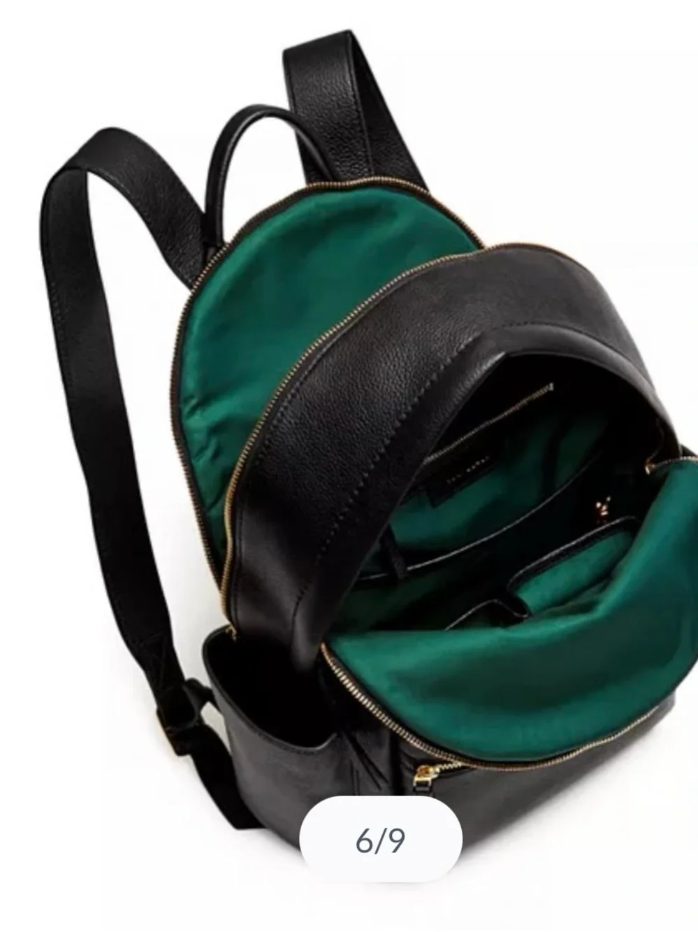 Tory Burch Perry Bombé Black Leather Backpack with Gold Hardware